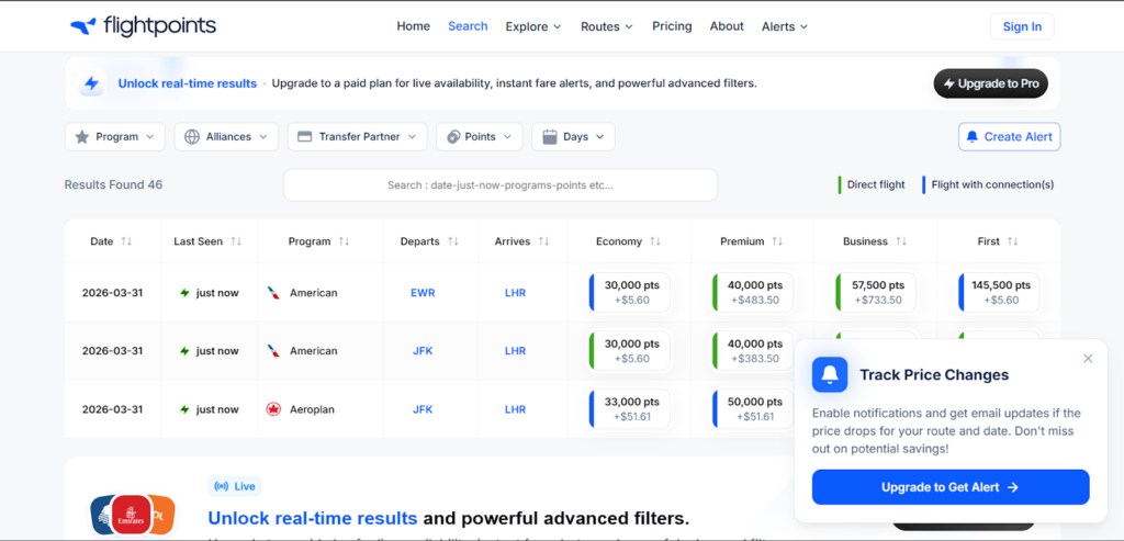 flightpoints - award flight search tool