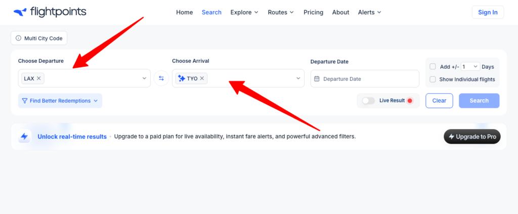 flightpoints - Award search tool