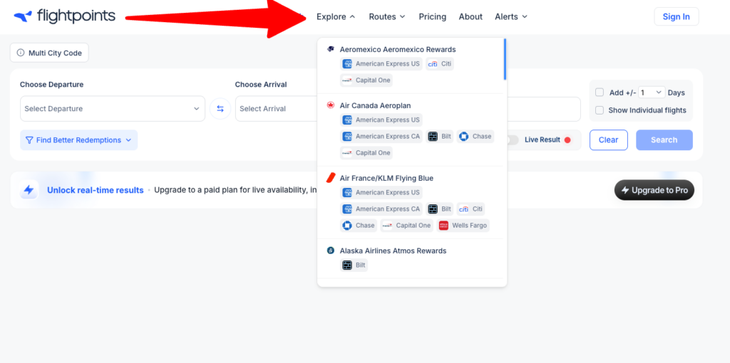 flightpoints - Award search tool