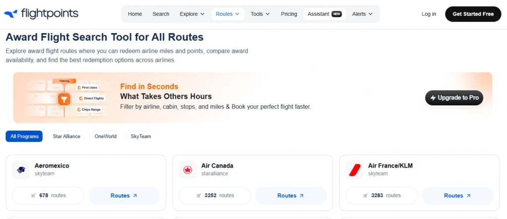 How to Search Award Flights by Route