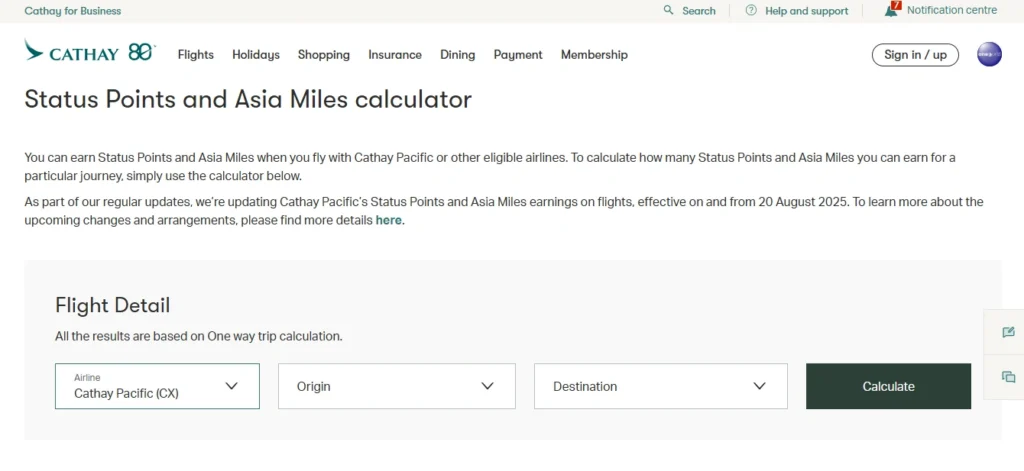 Cathay Pacific Miles Calculator to Find and Book Award Seats- Flightpoints